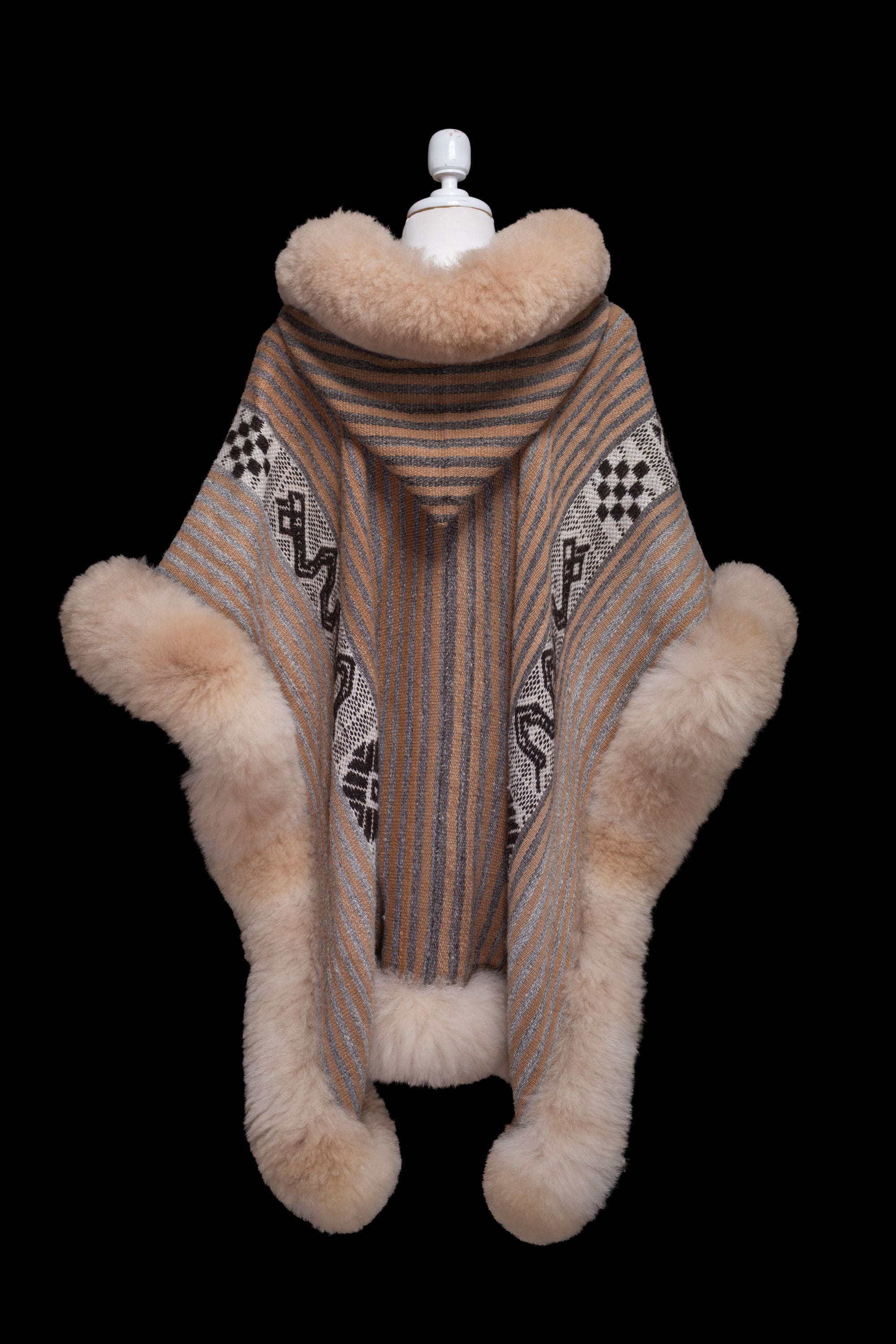 Ancestral Path | Baby Alpaca Fur Cape with Hood | 953H