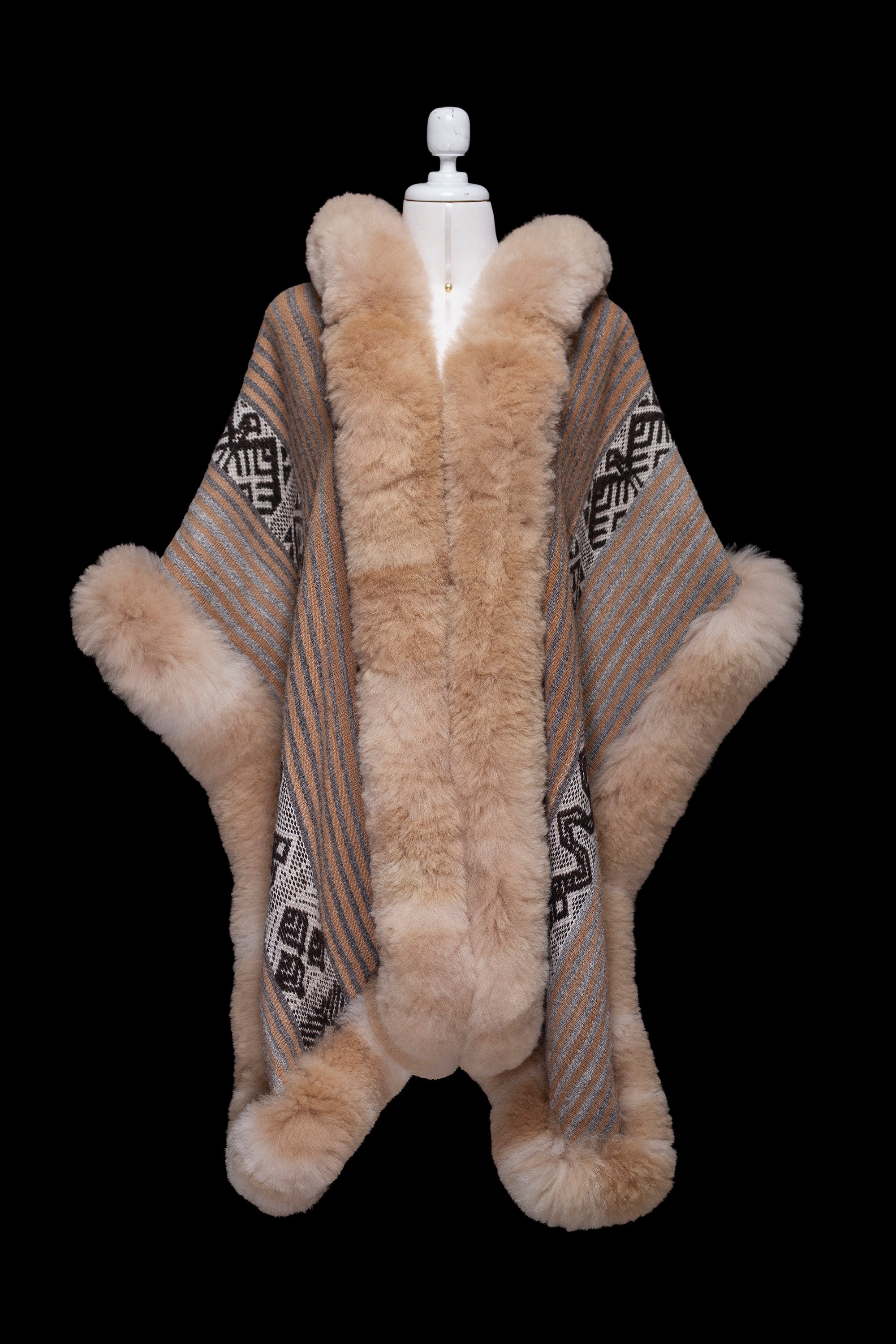 Ancestral Path | Baby Alpaca Fur Cape with Hood | 953H