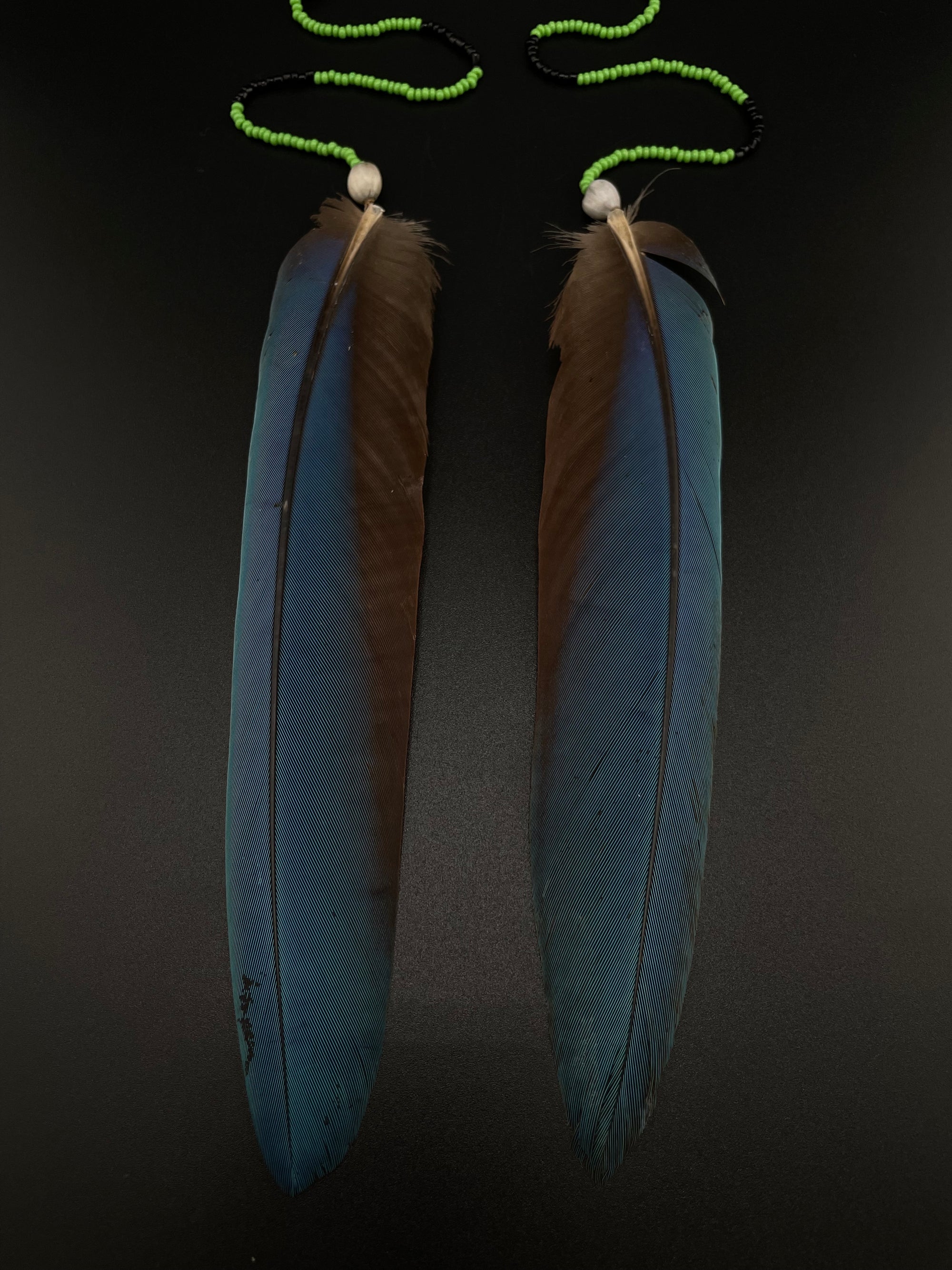 Blue Solo Feather Huni Kuin Earrings