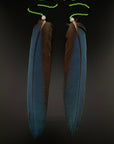Blue Solo Feather Huni Kuin Earrings