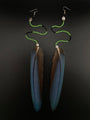 Blue Solo Feather Huni Kuin Earrings