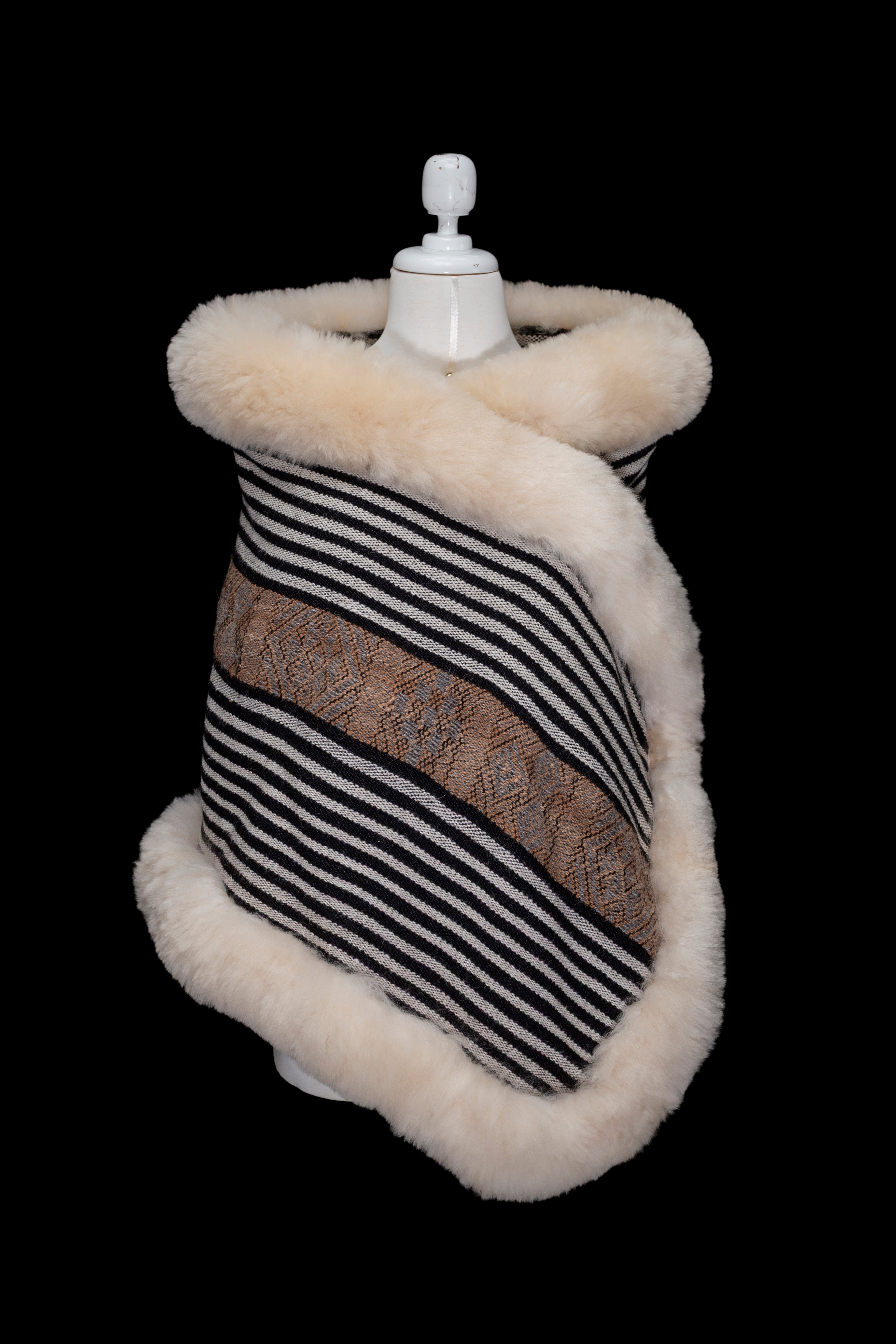Apu Spirit Bridge | Striped Alpaca Fur Wrap 059 – Mama Ayni