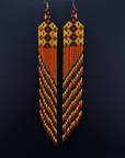 Orange Yawanawa Beaded Fringe Earrings