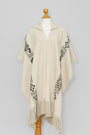 Earth Prayer | Cream Baby Alpaca Fringe Cape with Hood 037