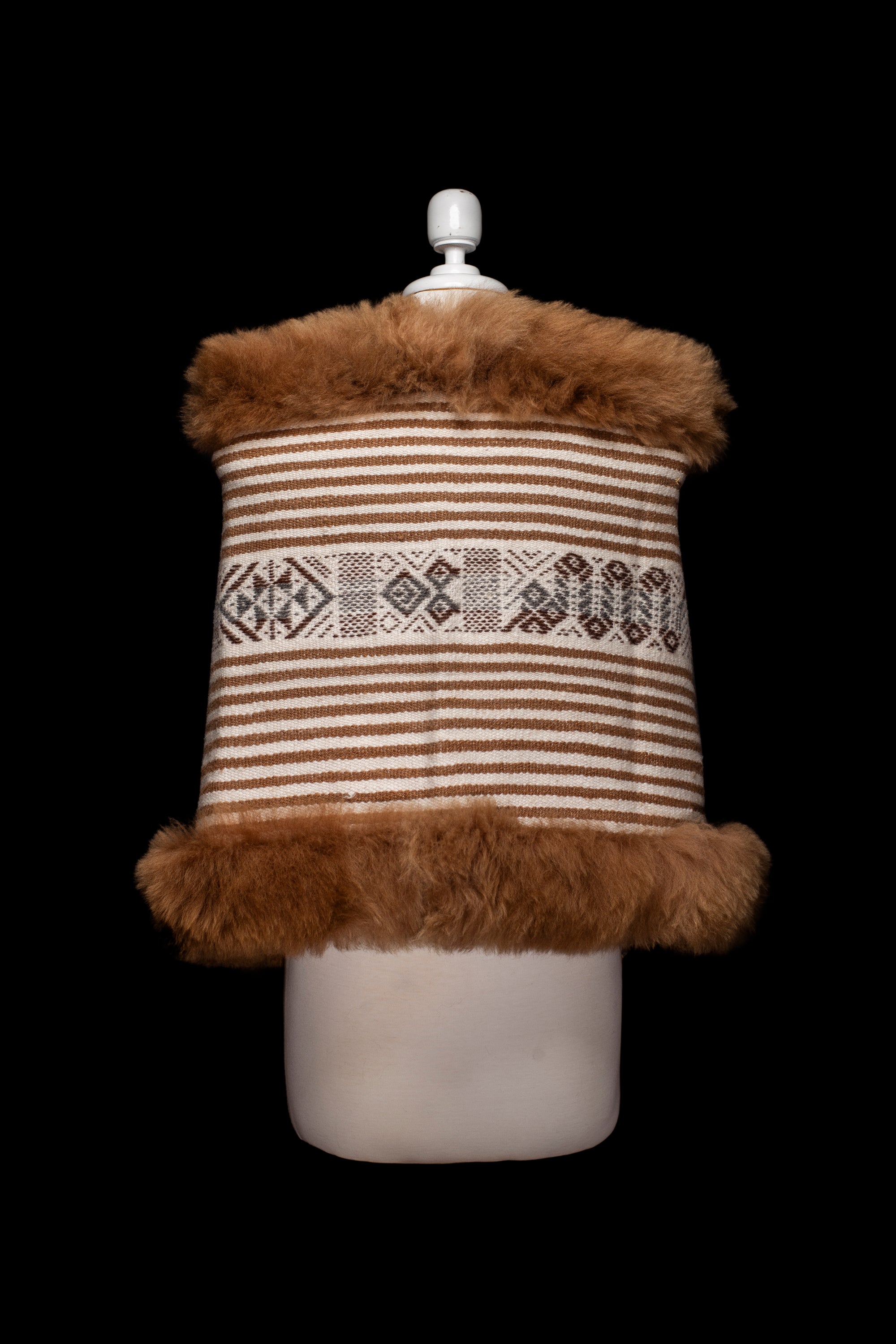 Abundance | Tan &amp; Cream Baby Alpaca Fur Wrap 013