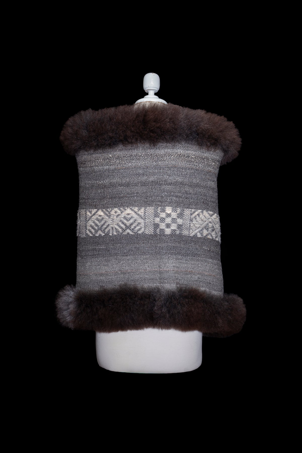 Earth's Wisdom | Black Alpaca Fur Wrap 036