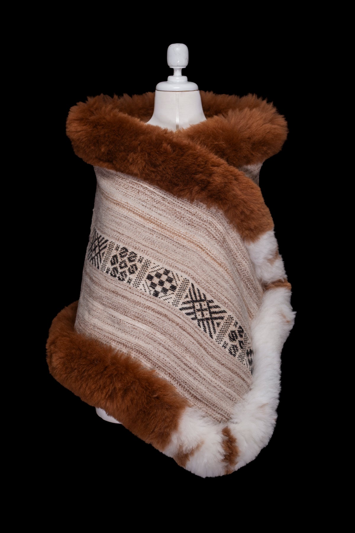 Path of Courage | Striped Alpaca Fur Wrap 72