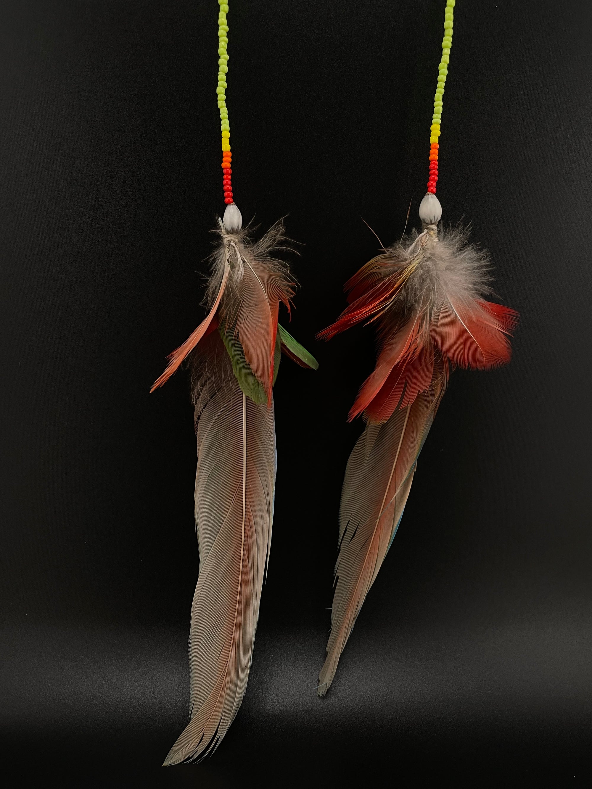Green &amp; Blue Extra Long Feather Earrings