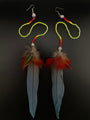 Green & Blue Extra Long Feather Earrings