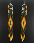 Multicolor Huni Kuin Beaded Fringe Earrings