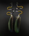 Green & Yellow Solo Feather Huni Kuin Earrings