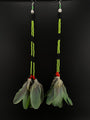 Lime Green Huni Kuin Duet Feather Earrings