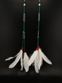 White & Green Huni Kuin Duet Feather Earrings