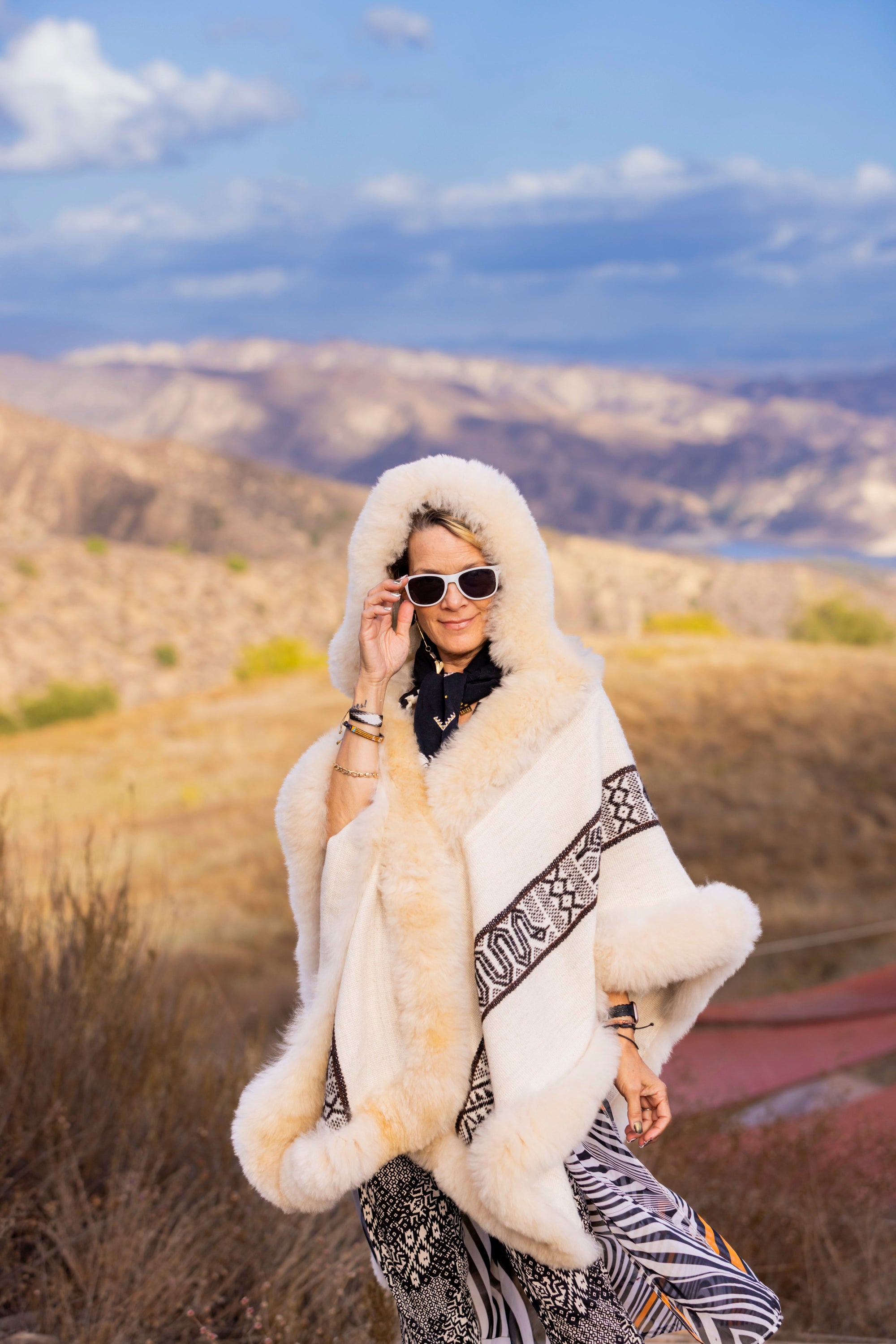 Ancestral Path | Baby Alpaca Fur Cape with Hood | 953H