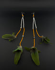 Orange & Green Duet Huni Kuin Feather Earring