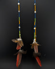 Red & Gold Double Pom Huni Kuin Feather Earring