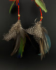 Red, Blue & Green Double Pom Huni Kuin Feather Earring