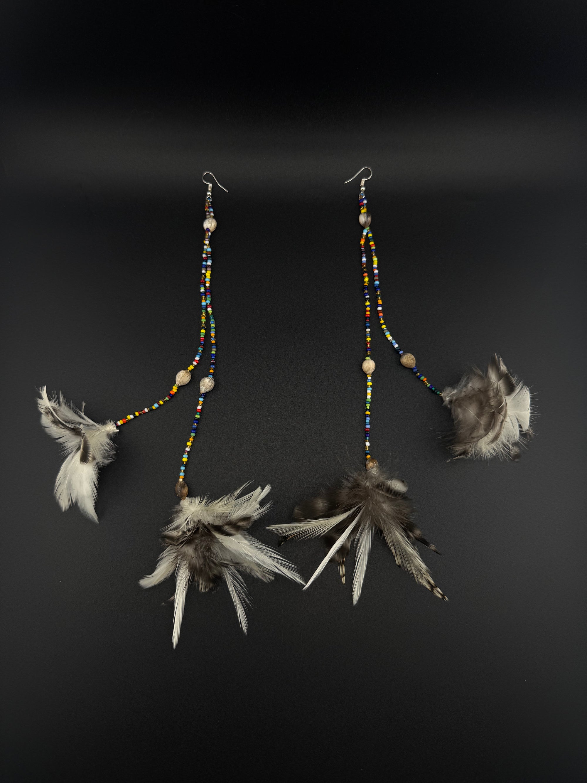 Rainbow Duet Huni Kuin Feather Earring