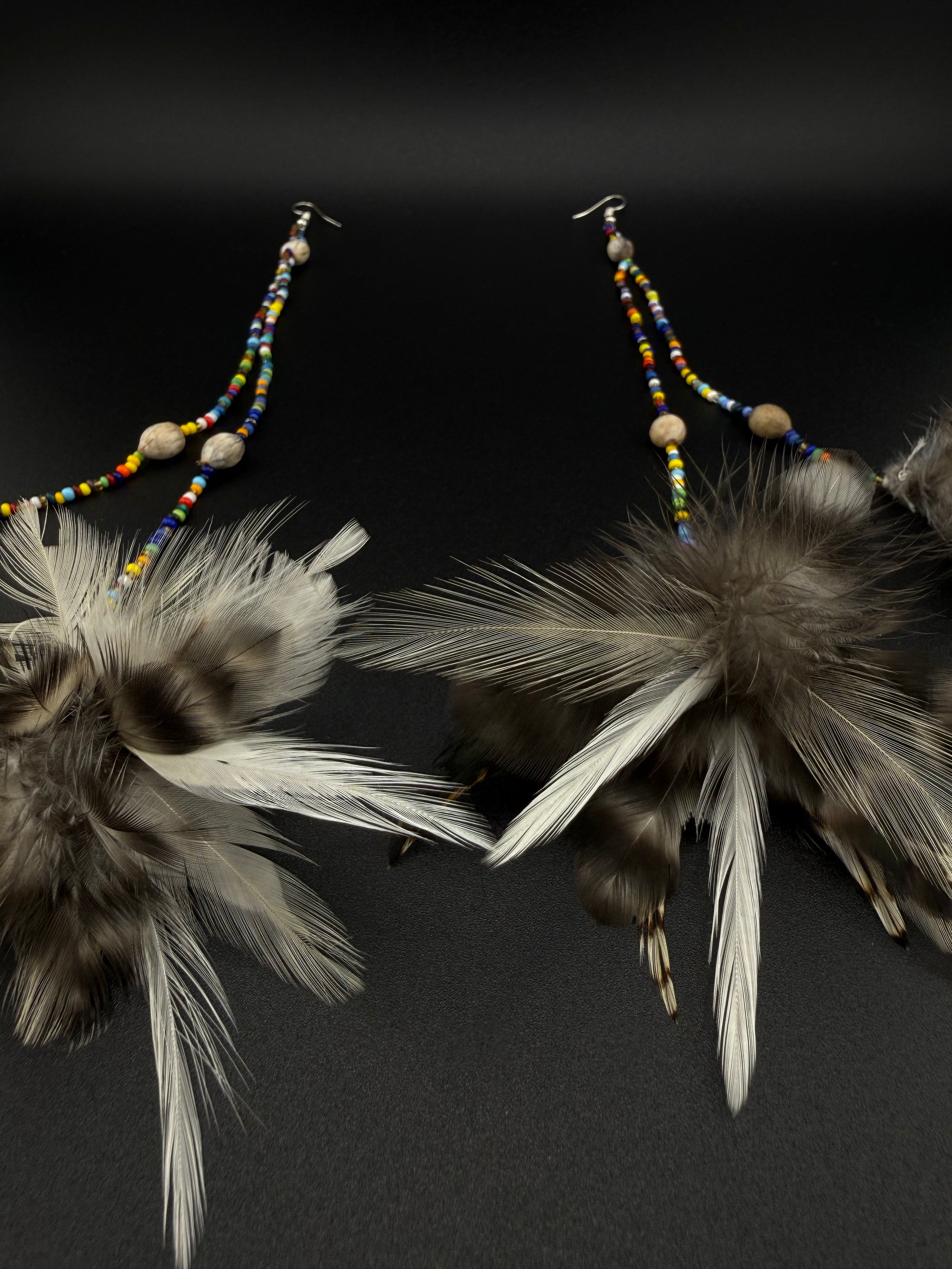Rainbow Duet Huni Kuin Feather Earring