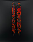 Red Yawanawa Beaded Fringe Earrings
