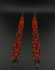Red Yawanawa Beaded Fringe Earrings