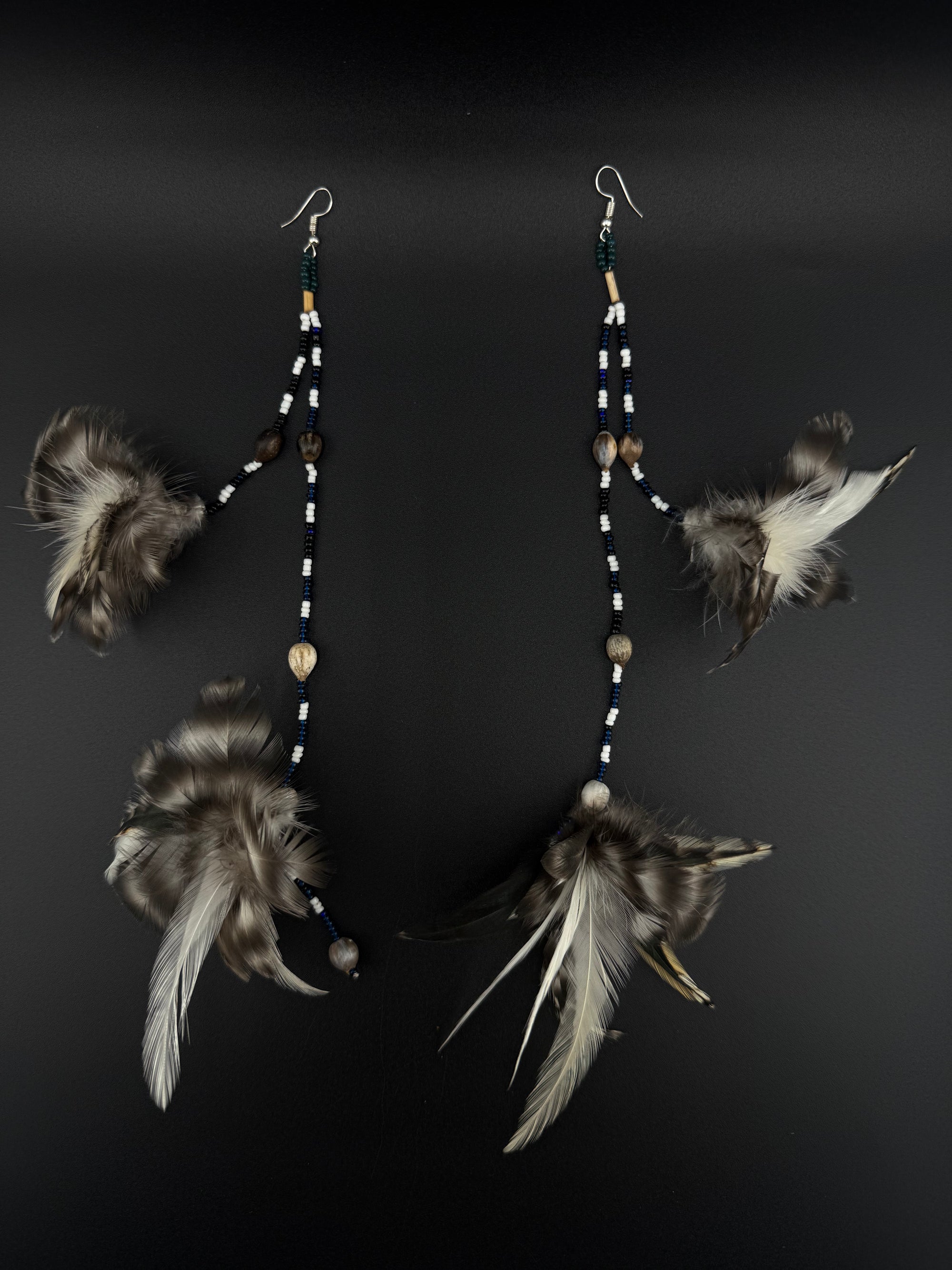 Grey Duet Huni Kuin Feather Earring