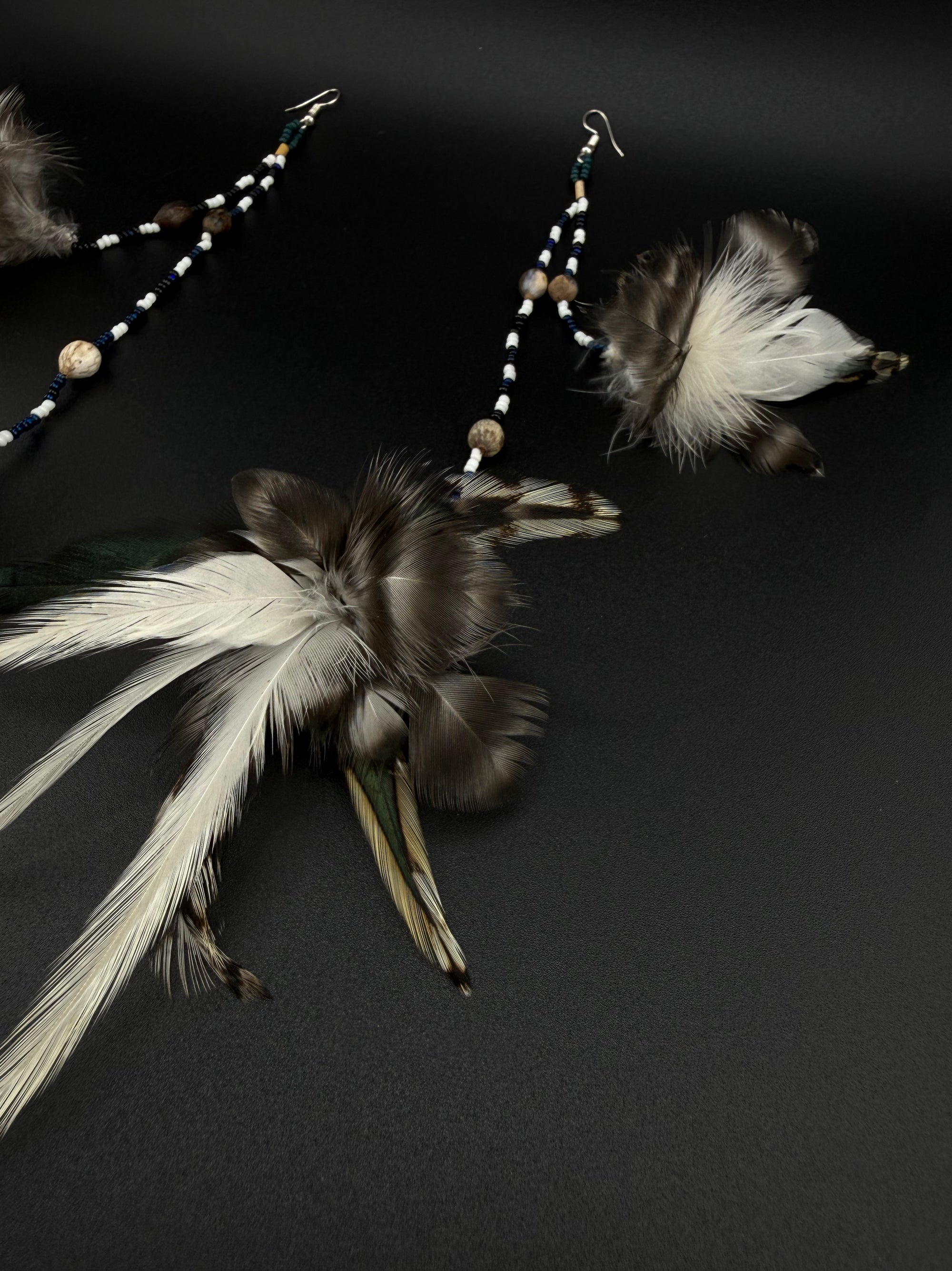 Grey Duet Huni Kuin Feather Earring