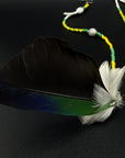 Green Solo Feather Huni Kuin Earrings