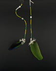Green Solo Feather Huni Kuin Earrings