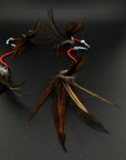 Blue & Red Duet Huni Kuin Feather Earrings
