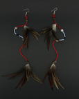 Blue & Red Duet Huni Kuin Feather Earrings