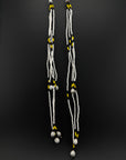 White Long Huni Kuin Beaded Earrings