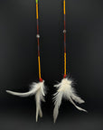 White Pom Huni Kuin Feather Earrings