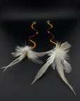 White Pom Huni Kuin Feather Earrings