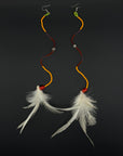 White Pom Huni Kuin Feather Earrings