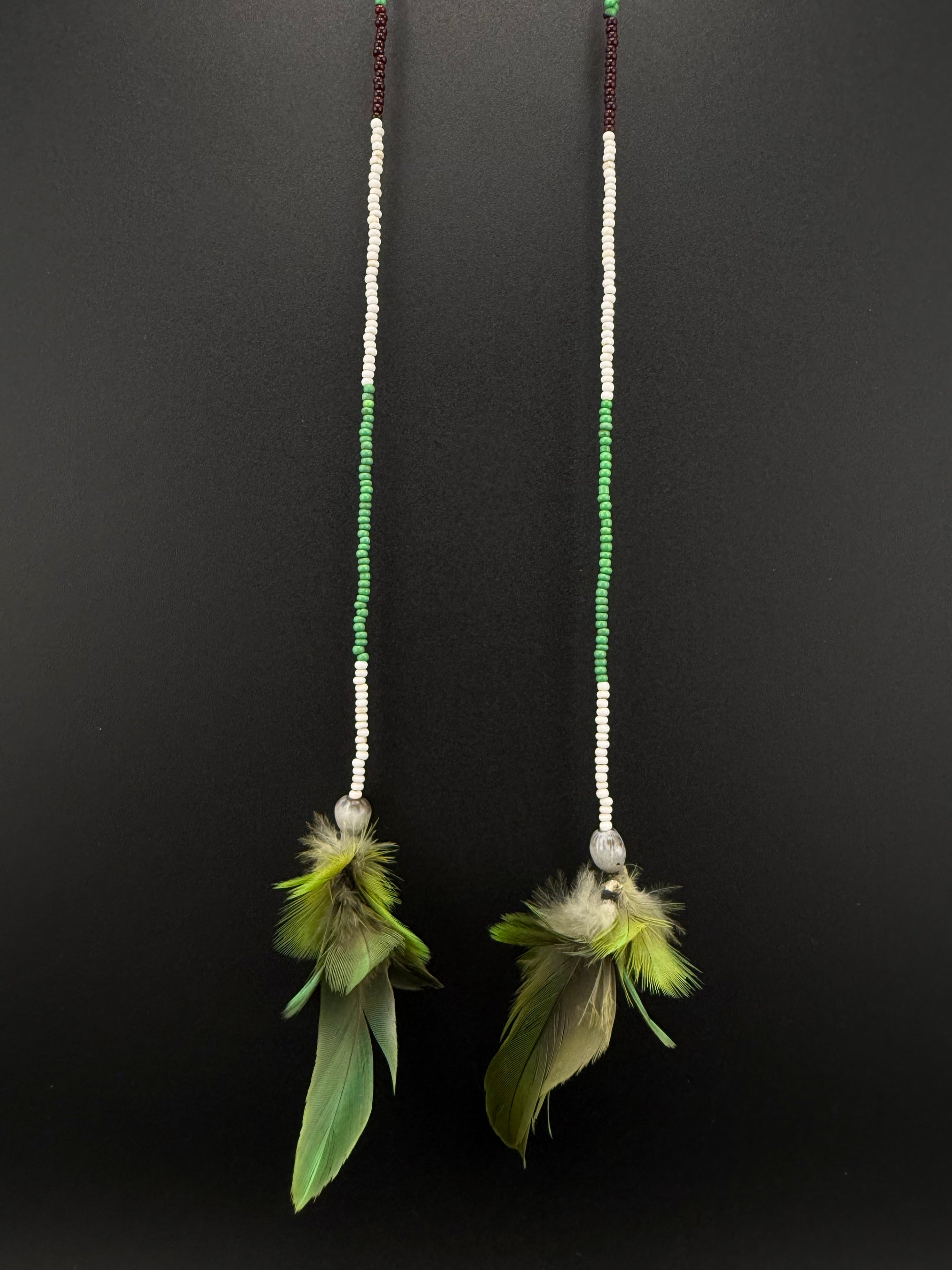 Green Huni Kuin Feather Earrings
