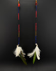 Red, Blue & White Huni Kuin Feather Earrings