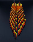 Orange Yawanawa Beaded Fringe Earrings