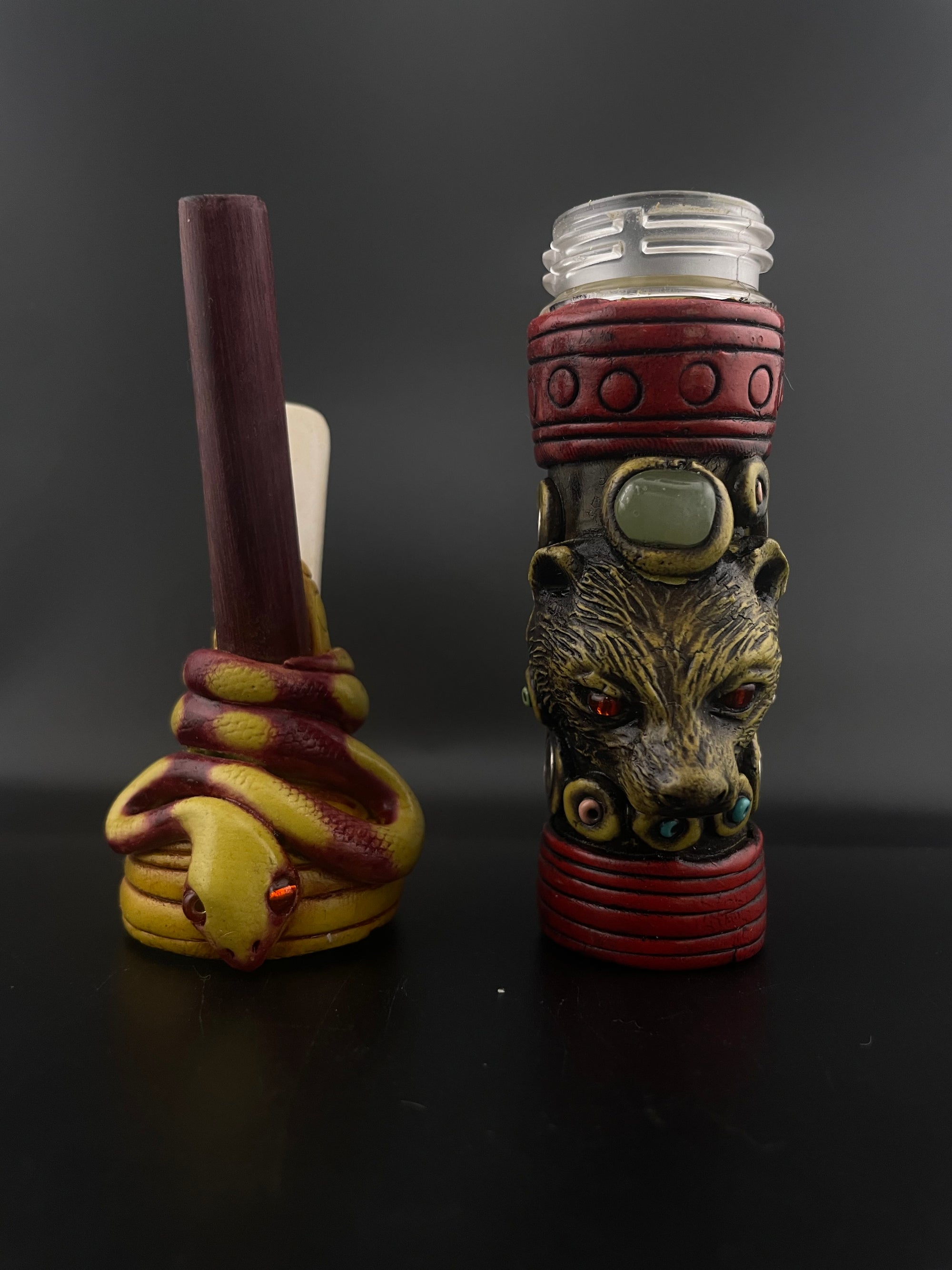 Bear + Snake Kuripe with Medicine Holder - Various Styles