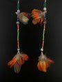 Green & Red Huni Kuin Feather Earring