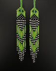 Lime Huni Kuin Beaded Fringe Earrings