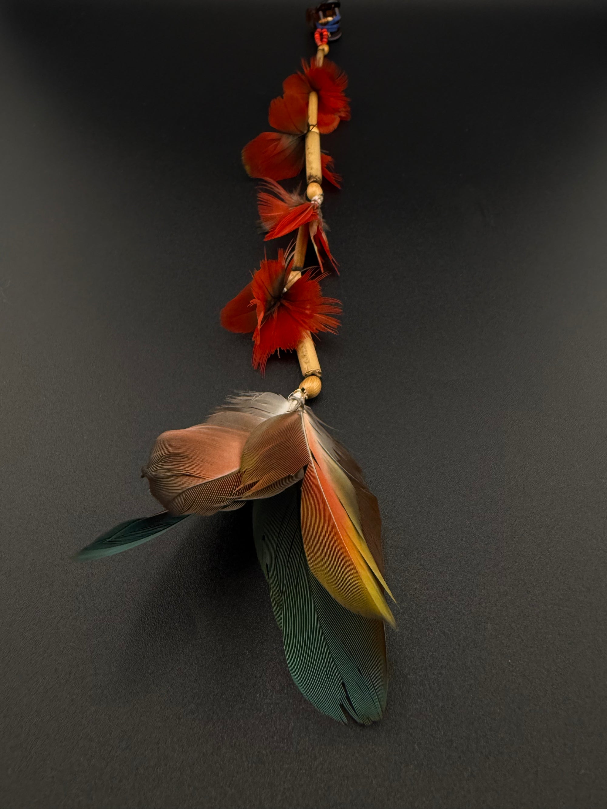 Red Waterfall Huni Kuin Feather Hair Clip
