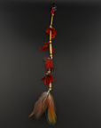 A long decorative feather and bead hair clip by Huni Kuin artisans 