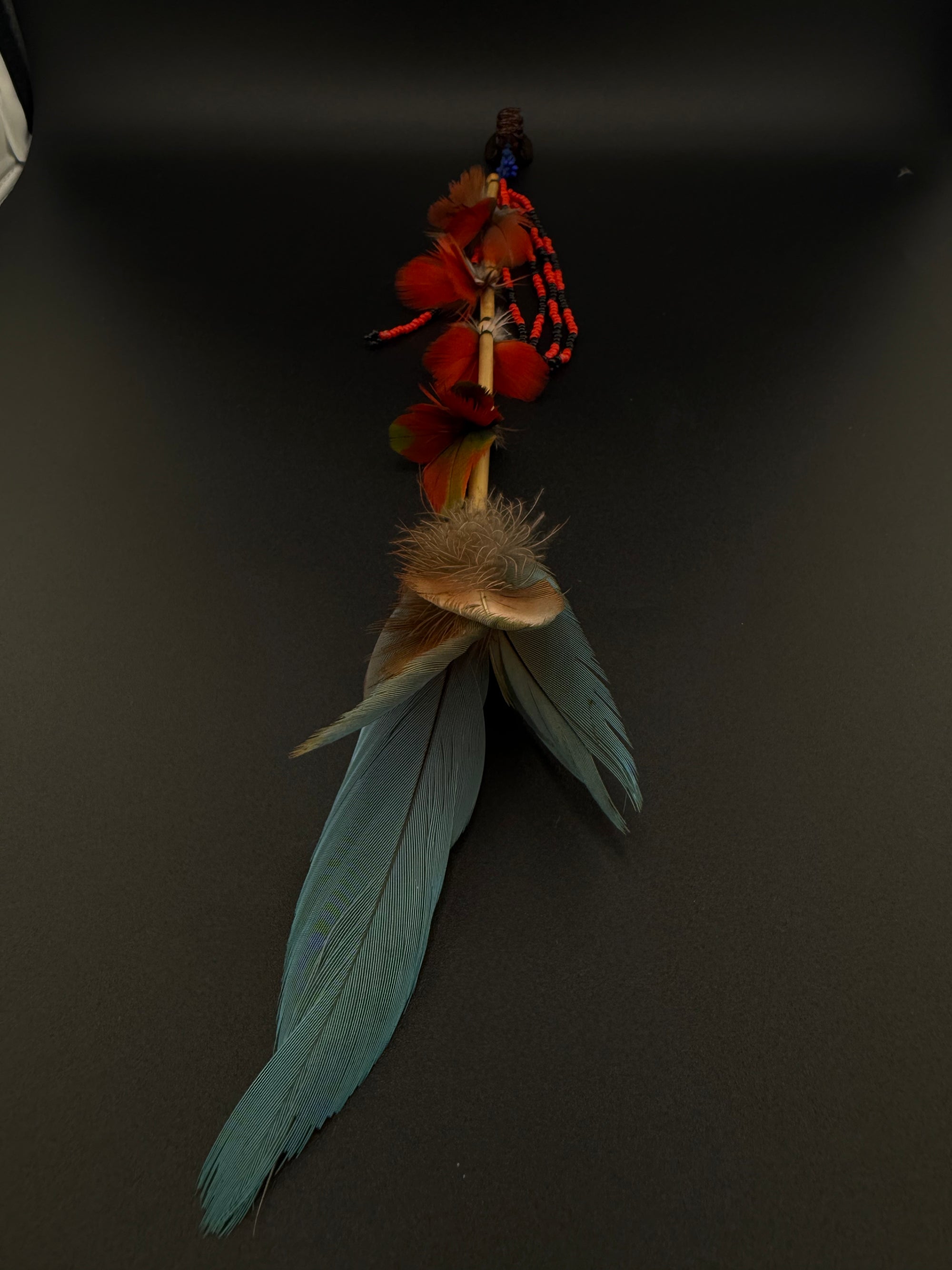 Red and Blue Huni Kuin Feather Hair Clip