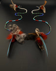 Blue Double Pom Feather Huni Kuin Earrings
