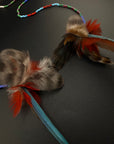 Blue Double Pom Feather Huni Kuin Earrings