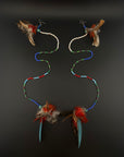 Blue Double Pom Feather Huni Kuin Earrings