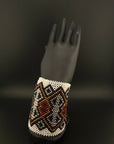 White and Brown Beaded Yawanawa Cuff