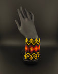 Black and Yellow Beaded Yawanawa Cuff