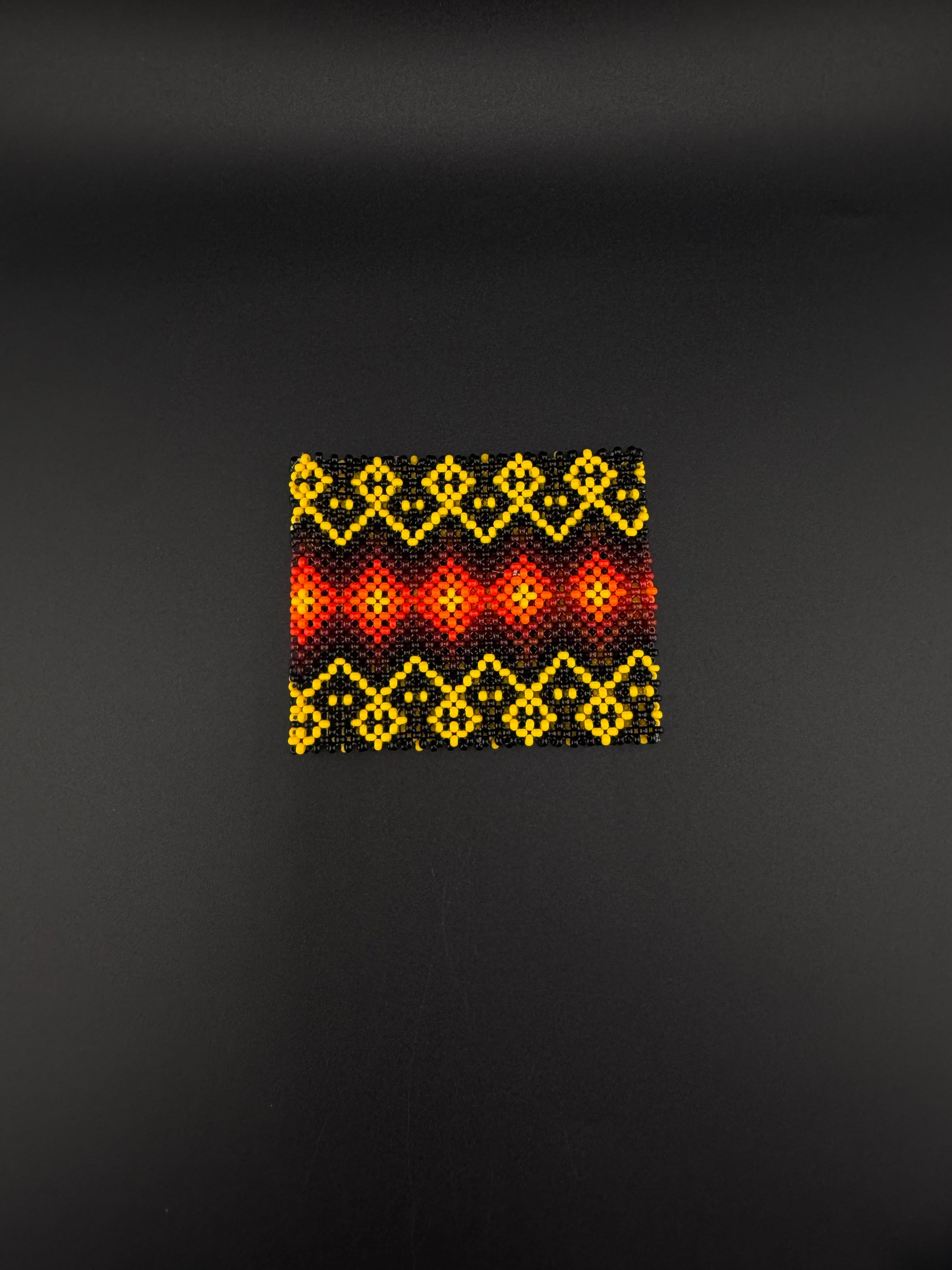 Black and Yellow Beaded Yawanawa Cuff